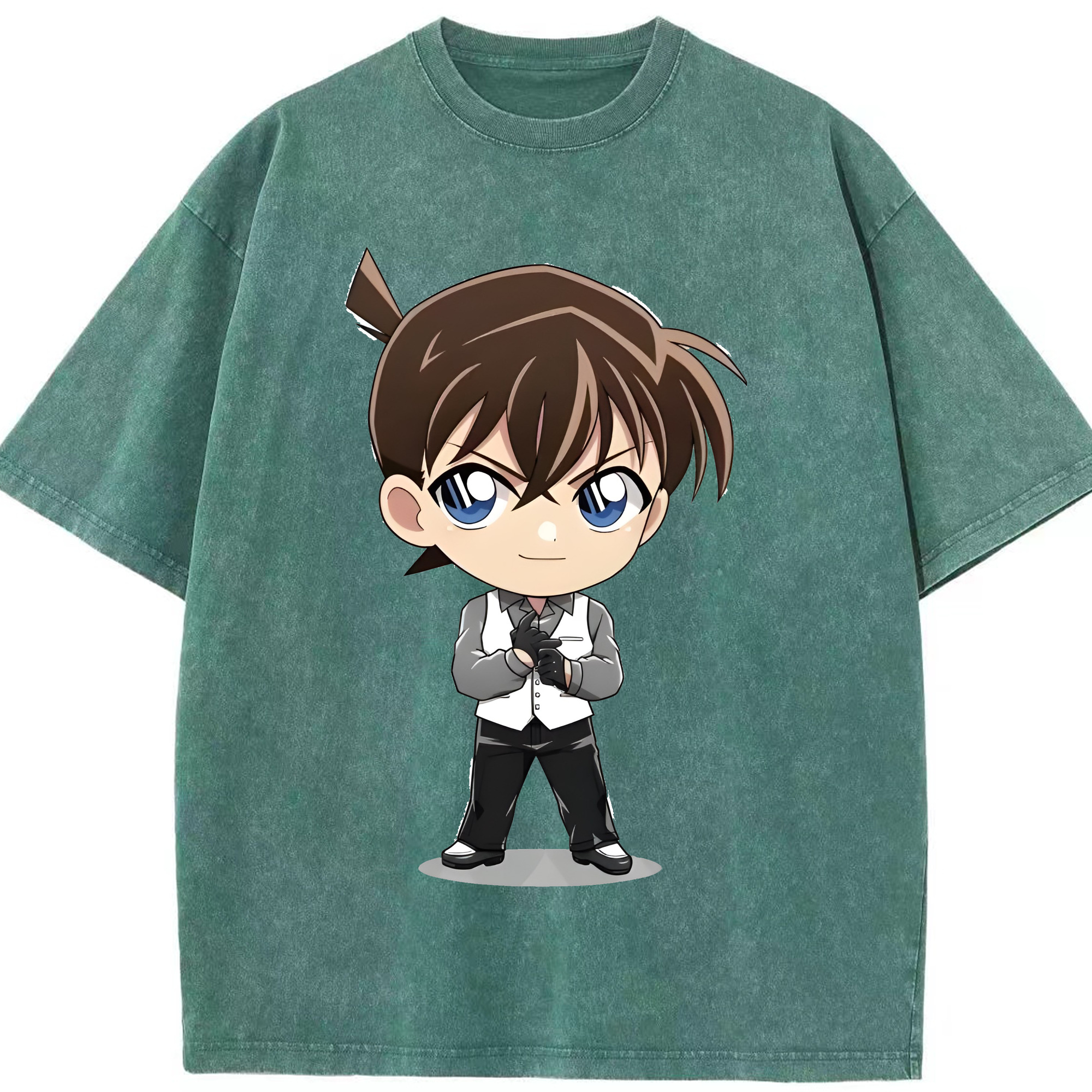 （画像用） 名探偵コナン 江戸川 コナン Detective Conan Conan Edogawa 綿100% ヴィンテージ風 半袖Tシャツ（フロントプリント）